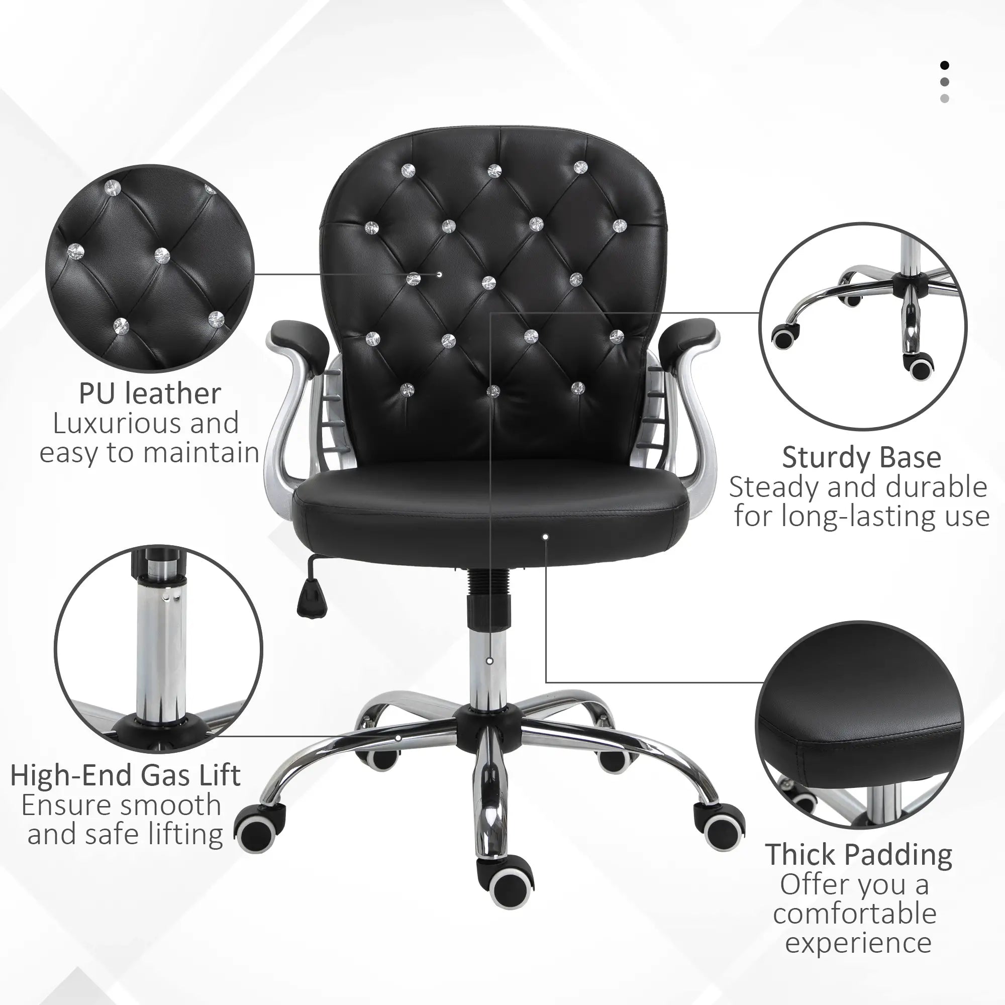 Ergonomic Office Chair, Adjustable Height, Padded Seat, Black Executive & Manager Chairs at Gallery Canada