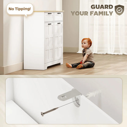 7 Gallon Tilt Out Garbage Cabinet, Kitchen Island, 2 Drawers, White Bar Cabinets at Gallery Canada