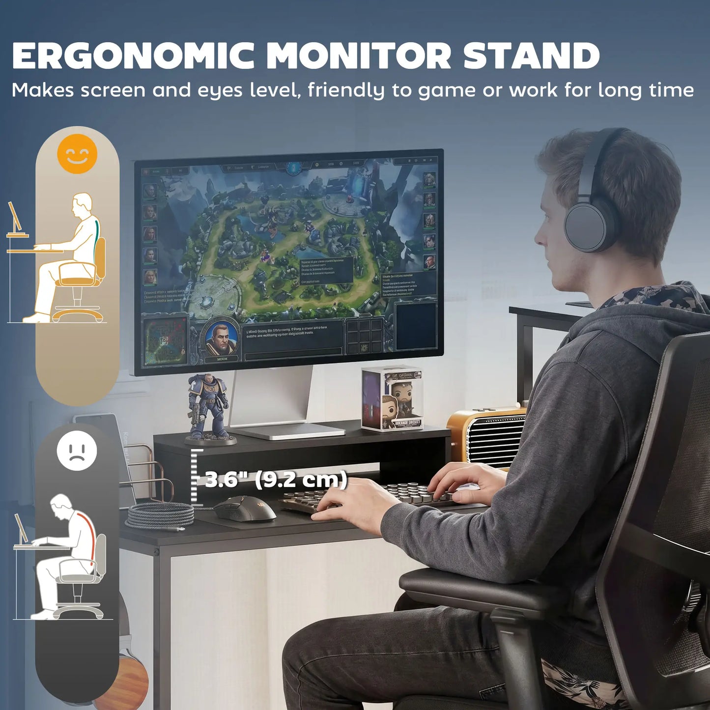 96 Inch Gaming Desk, Dual Computer Desk, Black Gaming Desks at Gallery Canada