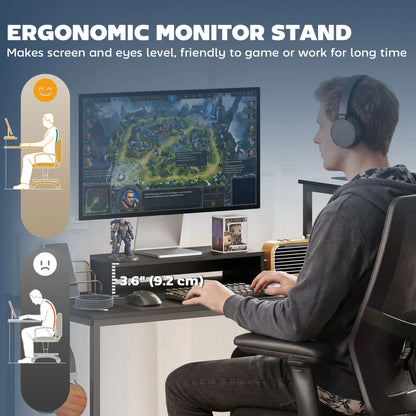 96 Inch Gaming Desk, Dual Computer Desk, Black Gaming Desks at Gallery Canada
