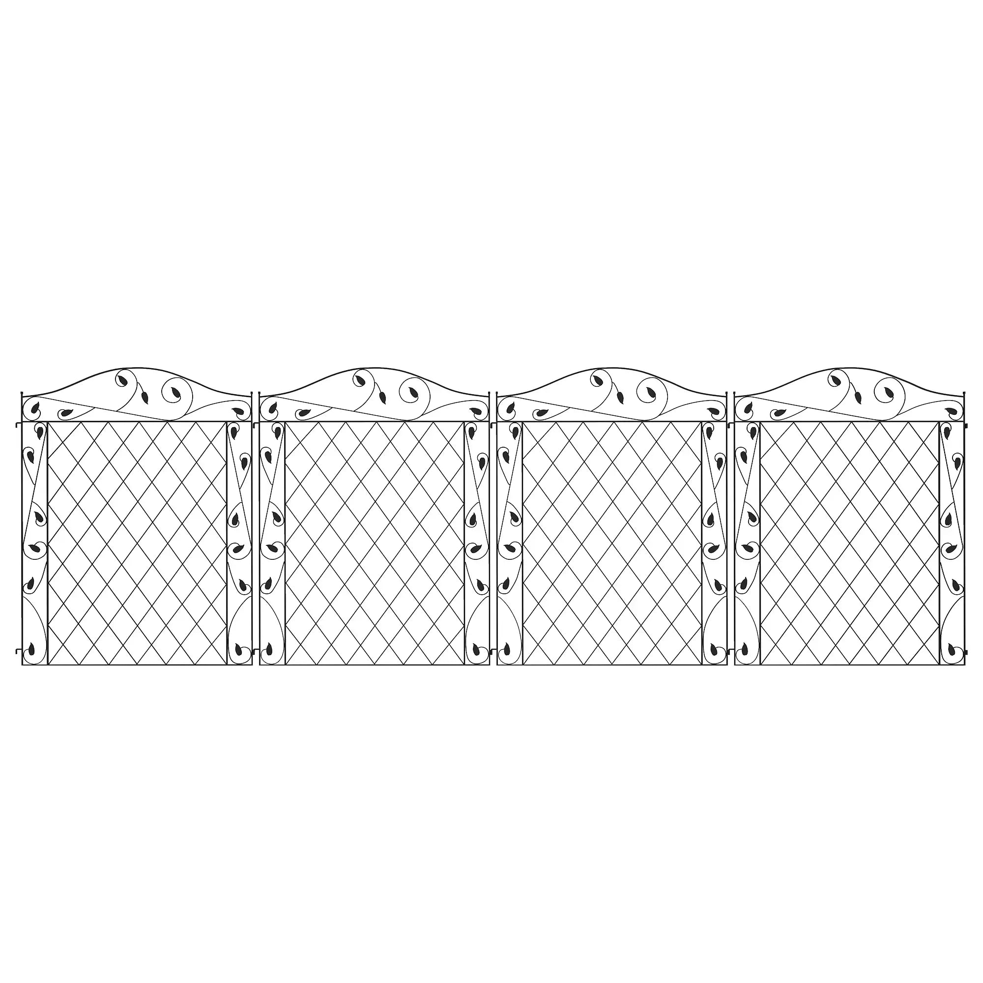 Metal Garden Fence Panels, Animal Barrier, Border Edging, 4 Pack, Wavey Vines Garden Fences Black at Gallery Canada