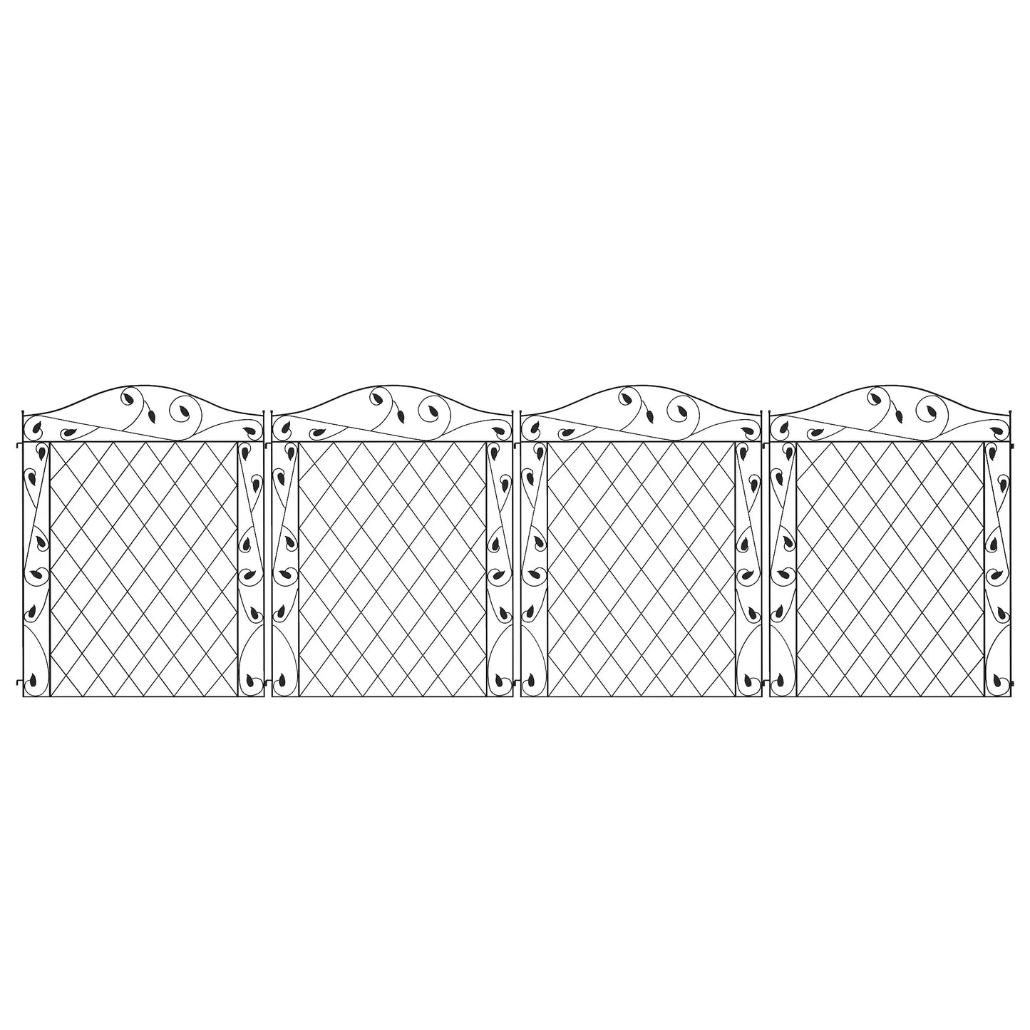 Metal Garden Fence Panels, Animal Barrier, Border Edging, 4 Pack, Wavey Vines Garden Fences Black at Gallery Canada