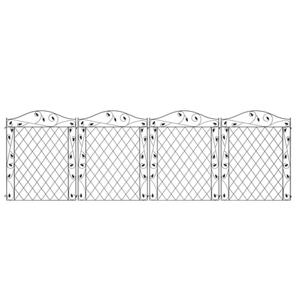 Metal Garden Fence Panels, Animal Barrier, Border Edging, 4 Pack, Wavey Vines Garden Fences Black at Gallery Canada