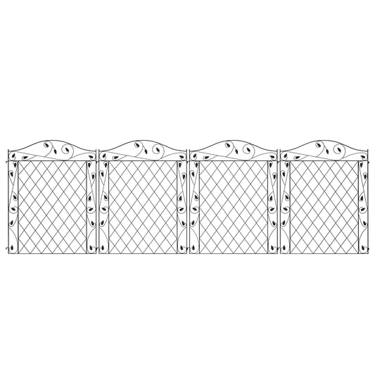 Metal Garden Fence Panels, Animal Barrier, Border Edging, 4 Pack, Wavey Vines