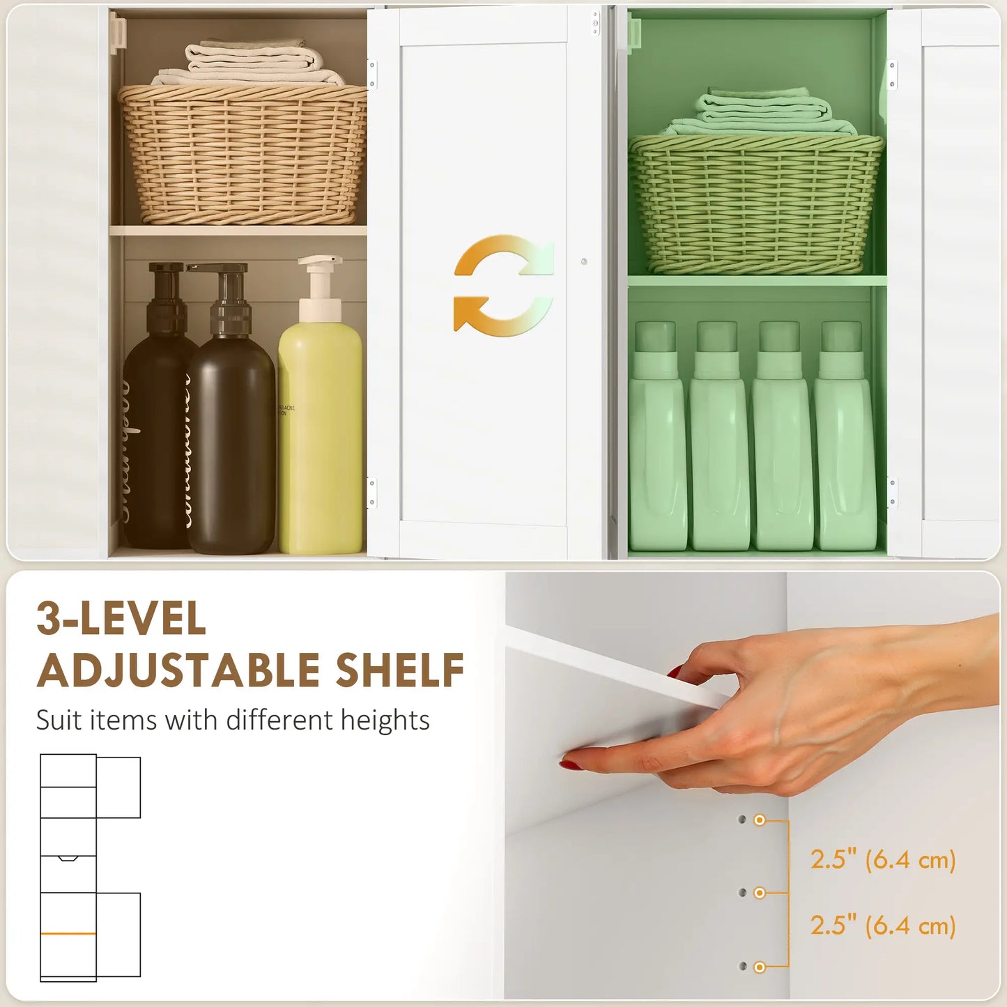 67" Tall Narrow Bathroom Storage Cabinet, LED Light, Adjustable Shelf, Drawer Freestanding Bathroom Cabinets at Gallery Canada