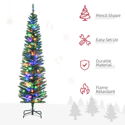 6' Artificial Pencil Christmas Tree, Steel Base, Colorful LED Lights Pencil Christmas Trees at Gallery Canada