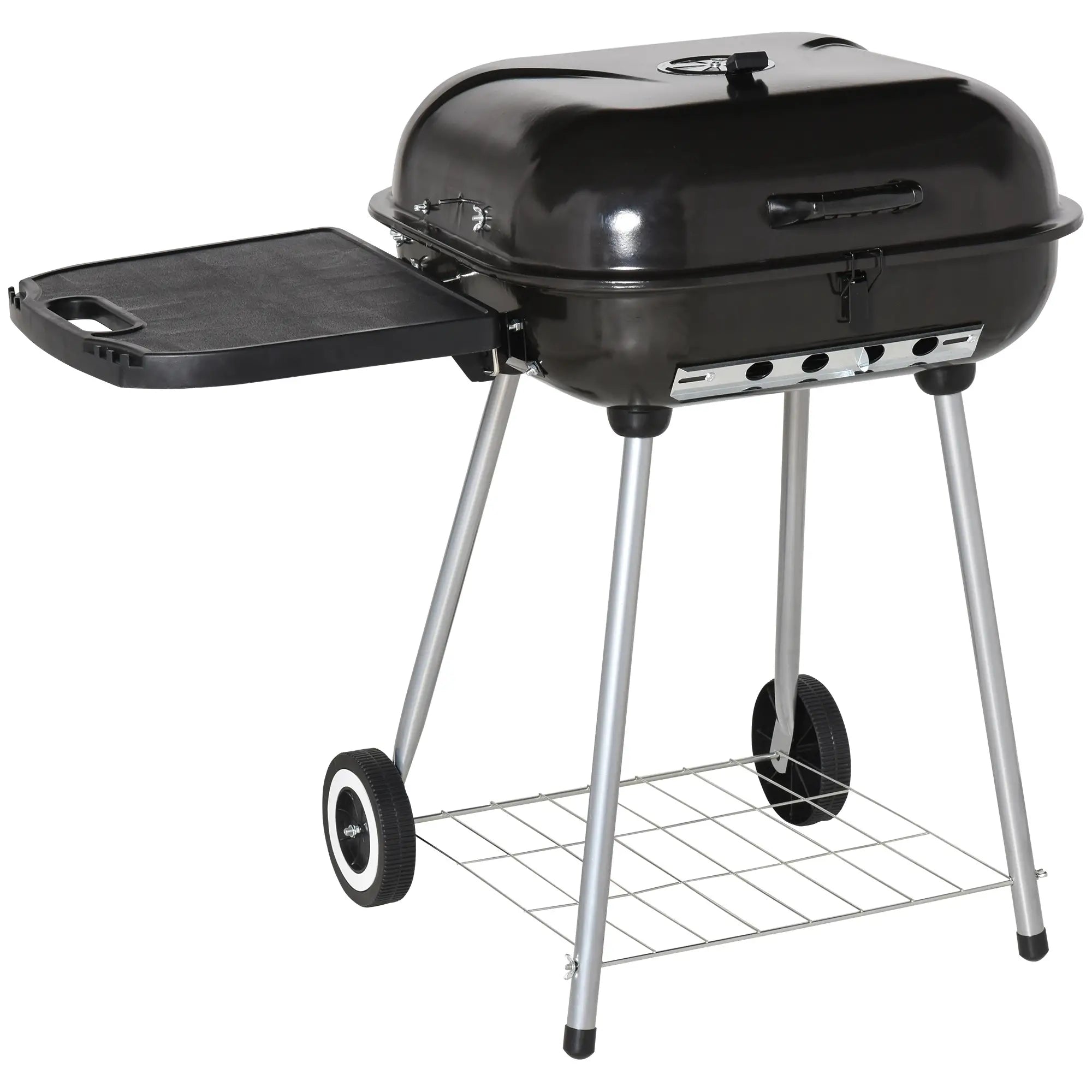 Charcoal BBQ Grill With Warming Rack, Portable Barbecue Smoker, 89 x 60 x 83 cm, Black Charcoal BBQ Grils Black at Gallery Canada