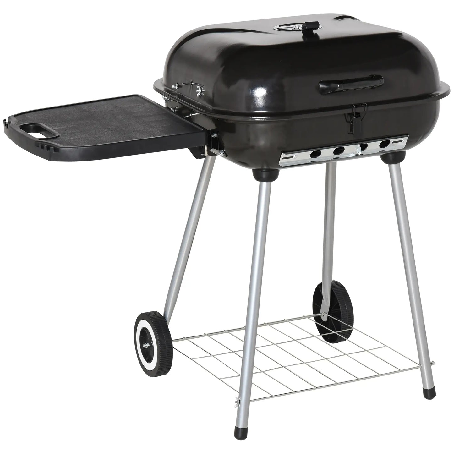Charcoal BBQ Grill With Warming Rack, Portable Barbecue Smoker, 89 x 60 x 83 cm, Black Charcoal BBQ Grils Black at Gallery Canada