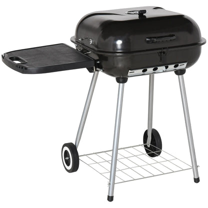 Charcoal BBQ Grill With Warming Rack, Portable Barbecue Smoker, 89 x 60 x 83 cm, Black Charcoal BBQ Grils Black at Gallery Canada