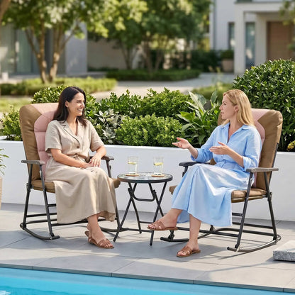 3-Piece Foldable Rocking Chair Set, Light Brown Outdoor Rocking Chairs at Gallery Canada