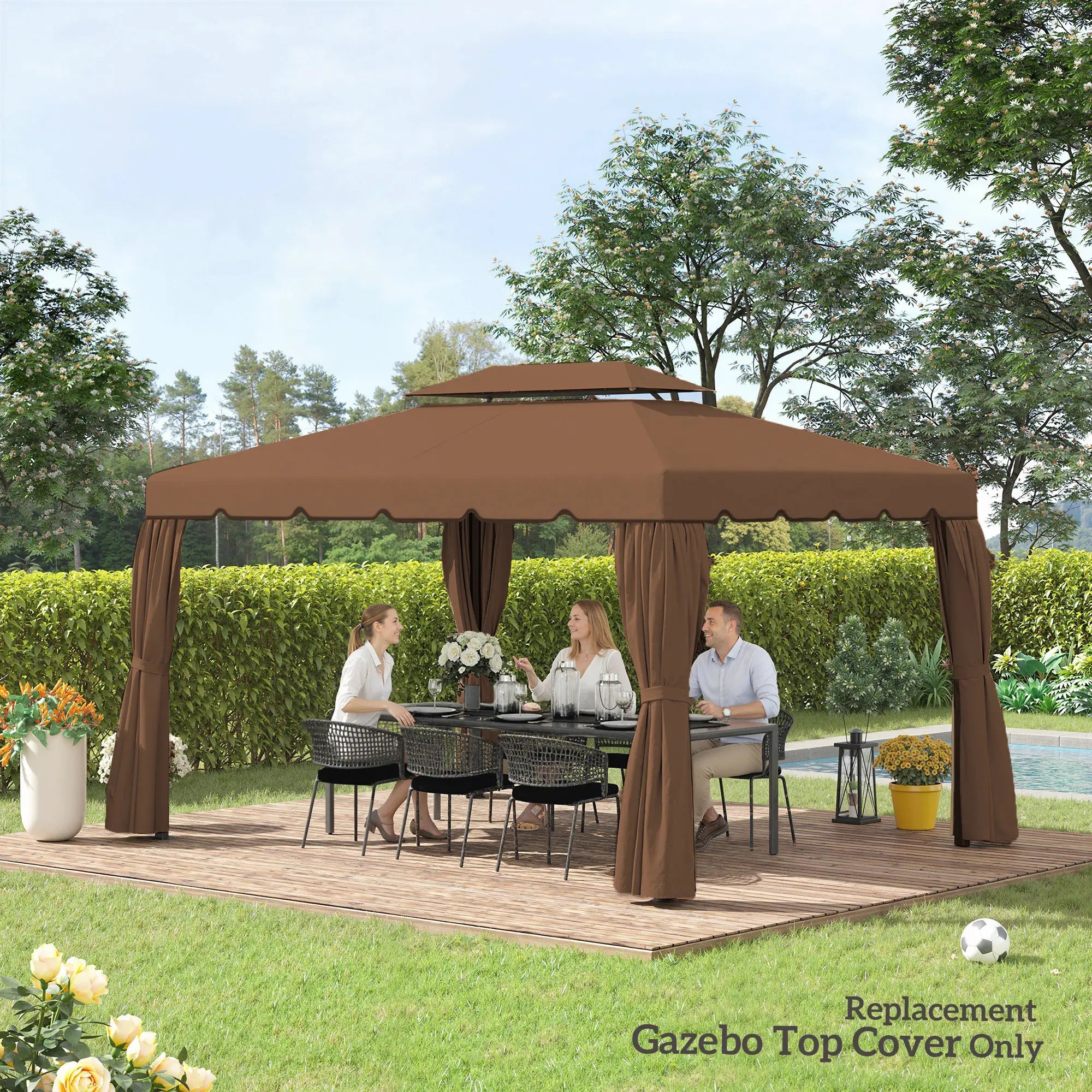 13' X 10' Gazebo Replacement Canopy, Double Vented Top, Coffee Gazebo Canopy Replacement at Gallery Canada