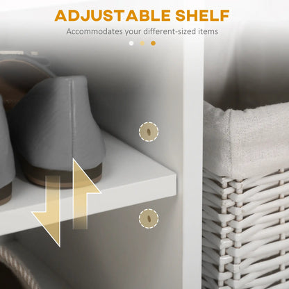 Shoe Bench with Padded Cushion, Hidden Storage, White Storage Ottomans & Benches at Gallery Canada