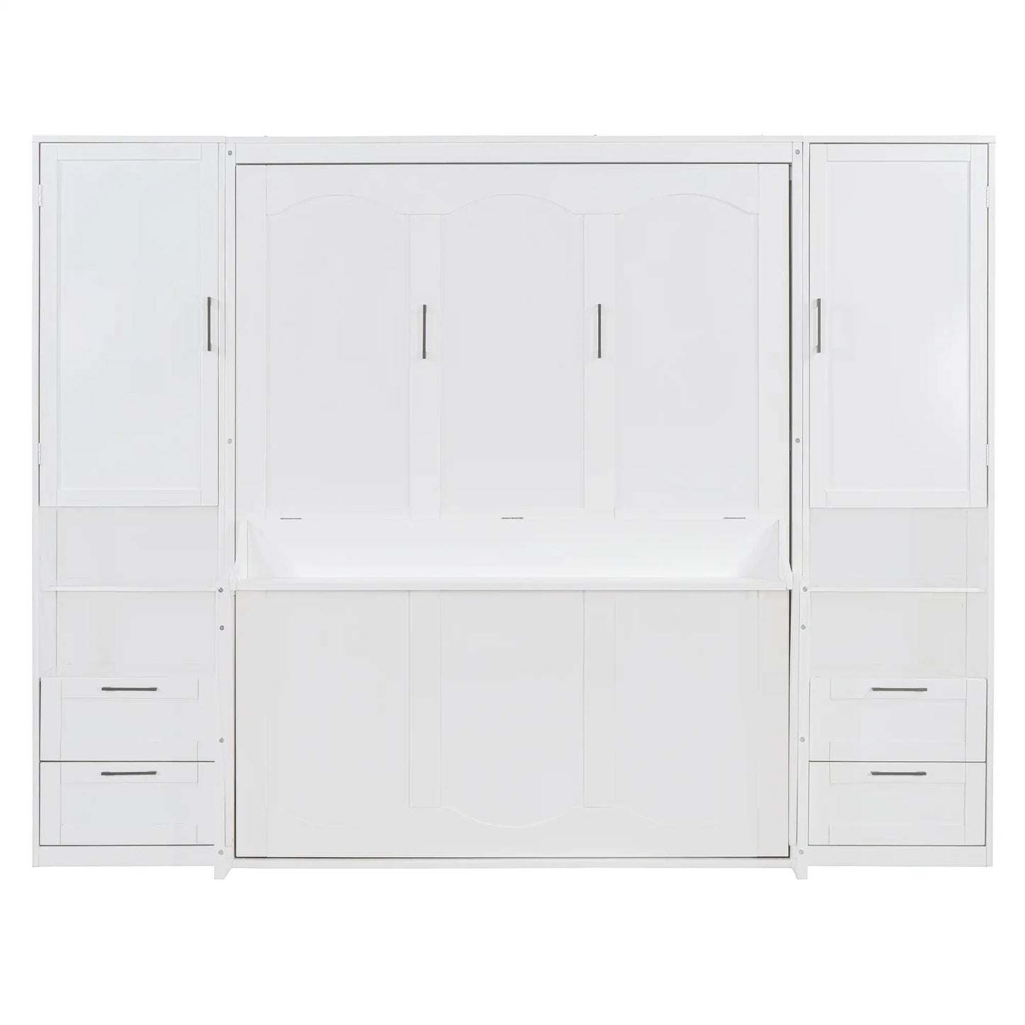 Murphy Bed with Closet, Drawers, Shelves, 114" L x 17" W x 87" H, White Bed Frames White at Gallery Canada