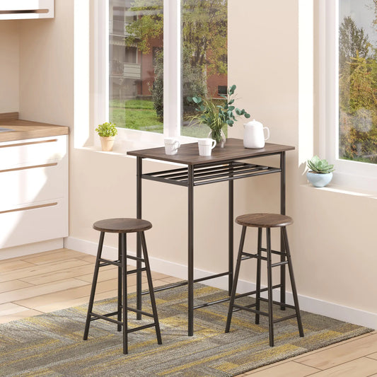 3-Piece Counter Height Bar Table Set, 1 Table 2 Stools, Black Oak, Black Bar Sets Black, Oak Brown at Gallery Canada