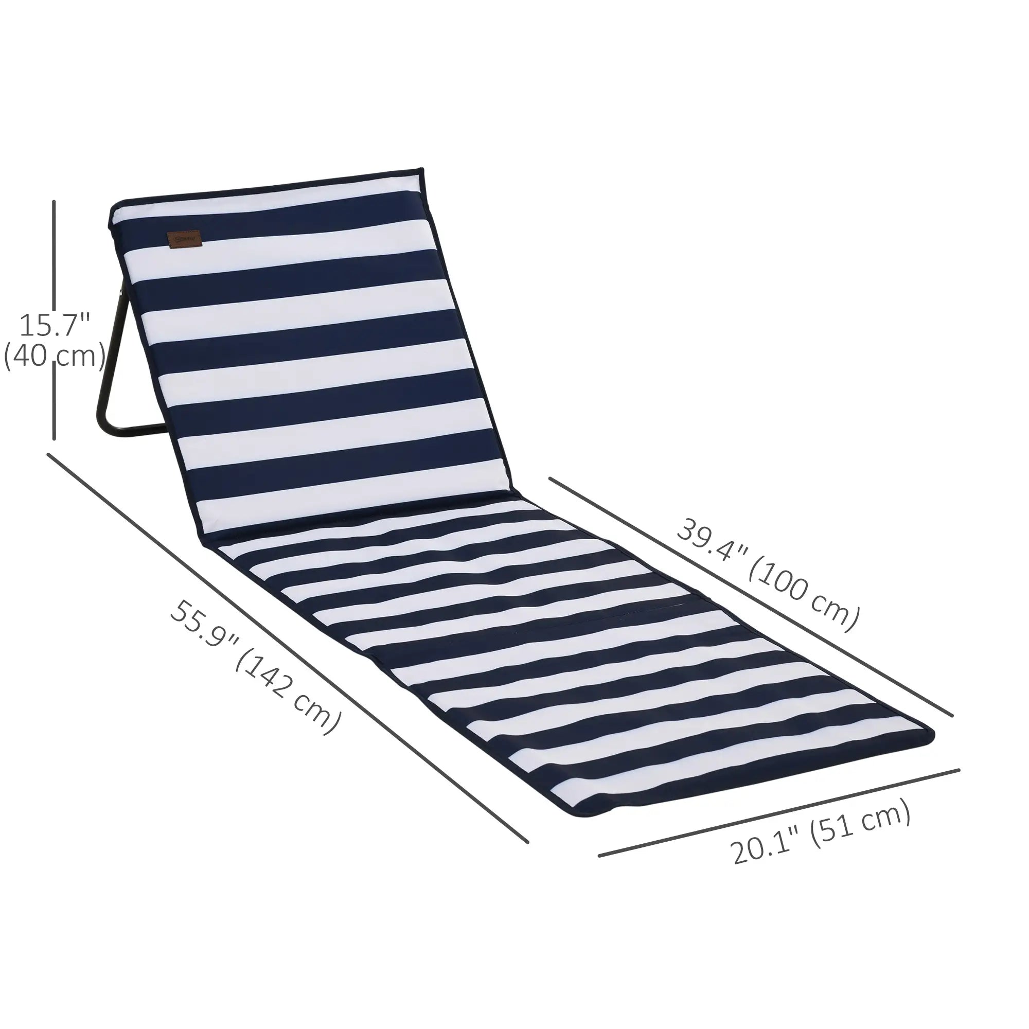 Foldable Lounge Chairs Set, Adjustable Backrest, Blue White Beach Accessories at Gallery Canada