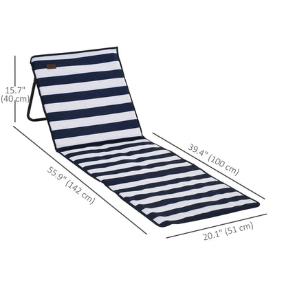 Foldable Lounge Chairs Set, Adjustable Backrest, Blue White Beach Accessories at Gallery Canada