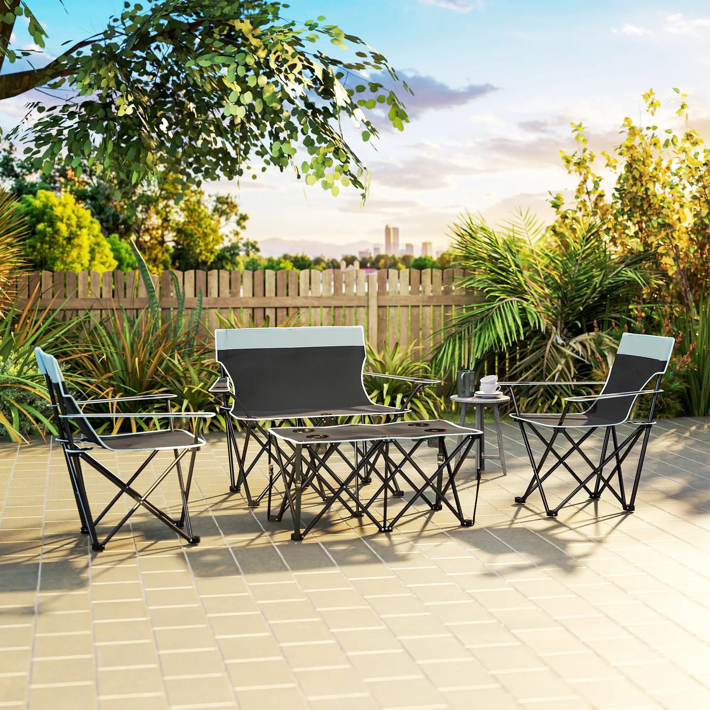 4 Piece Folding Camping Table and Chairs, Outdoor Set, Grey Picnic Tables & Camping Chairs at Gallery Canada