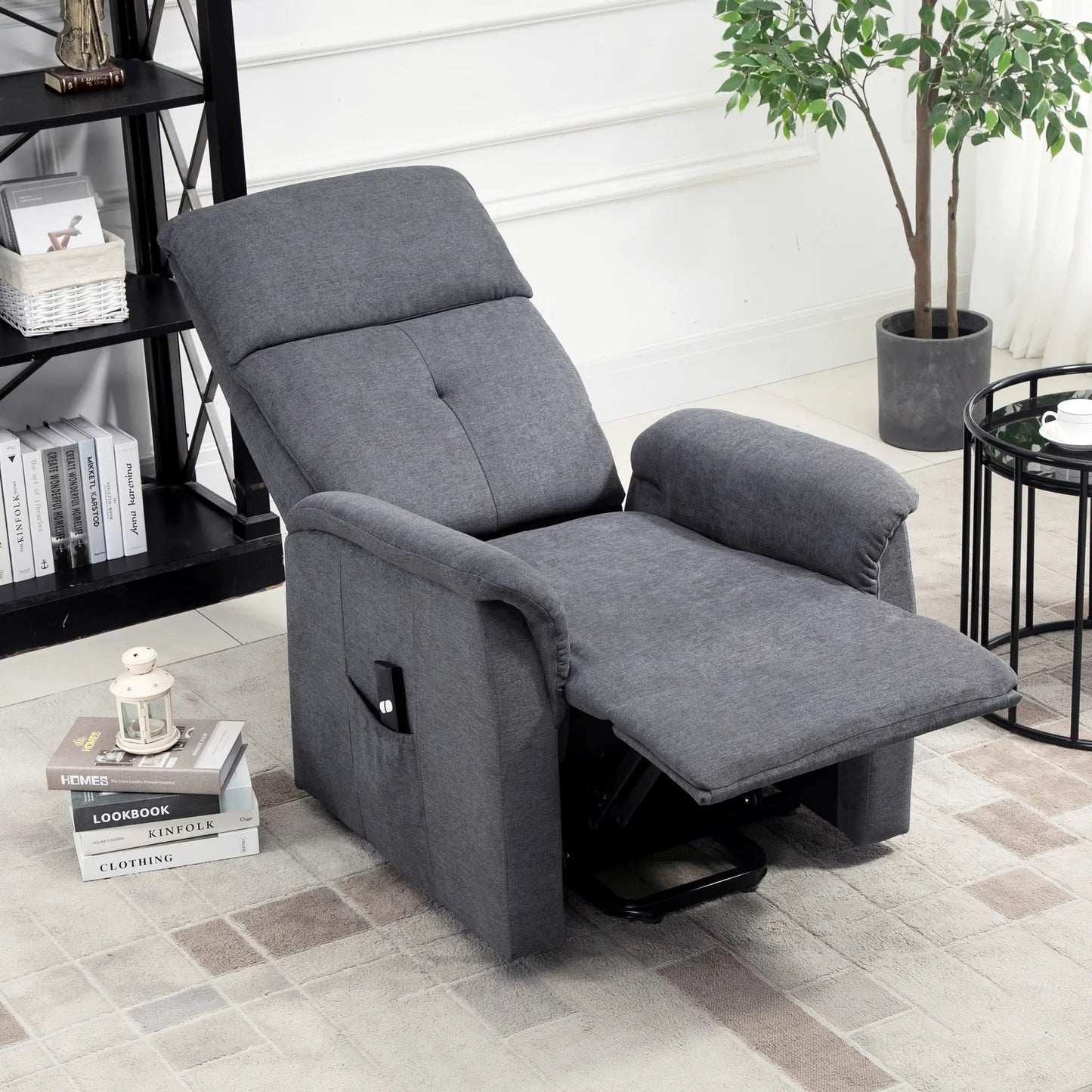 Power Lift Chair, Electric Recliner Sofa with Remote, Side Pocket, Grey Electric Power Lift Chairs at Gallery Canada