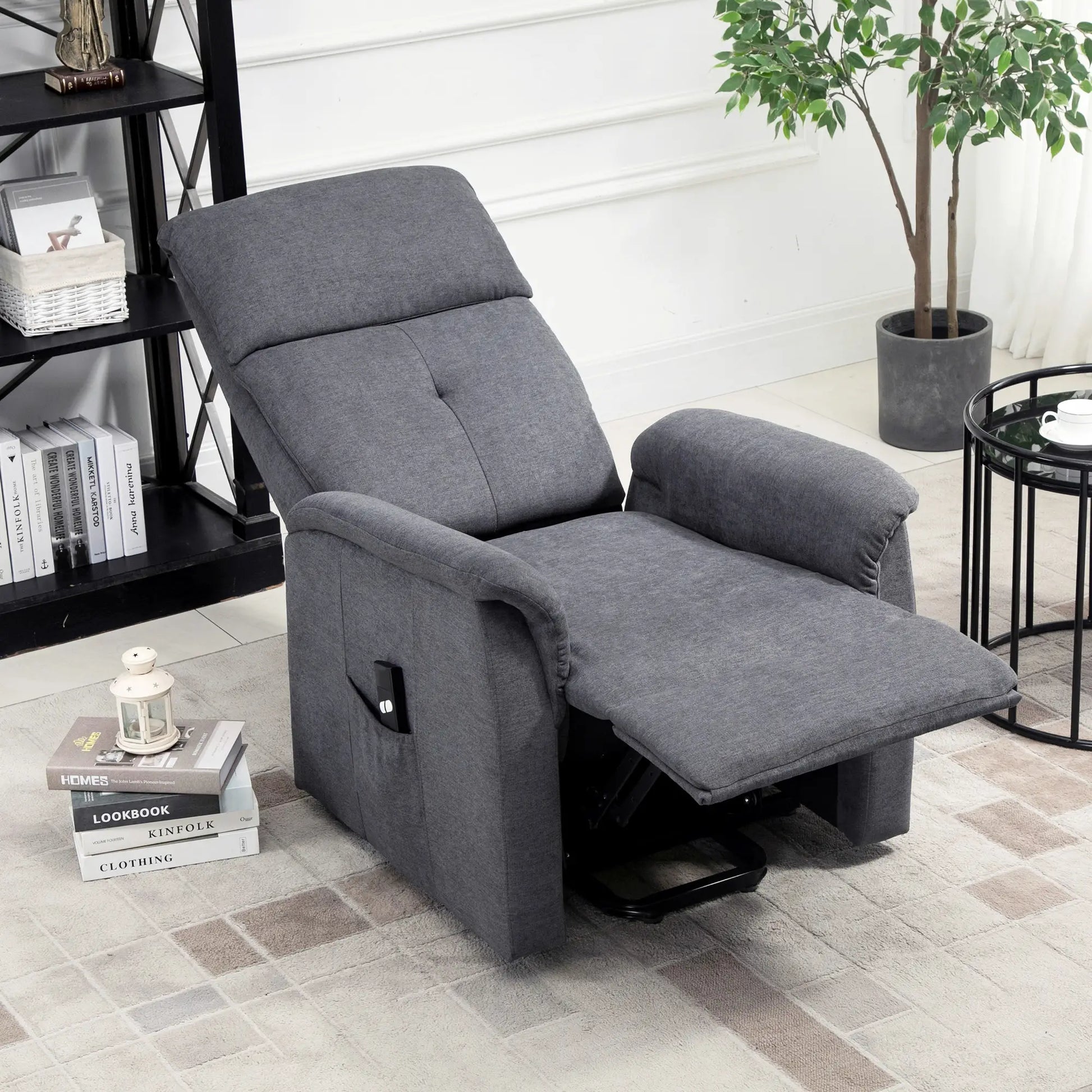 Power Lift Chair, Electric Recliner Sofa with Remote, Side Pocket, Grey Electric Power Lift Chairs at Gallery Canada