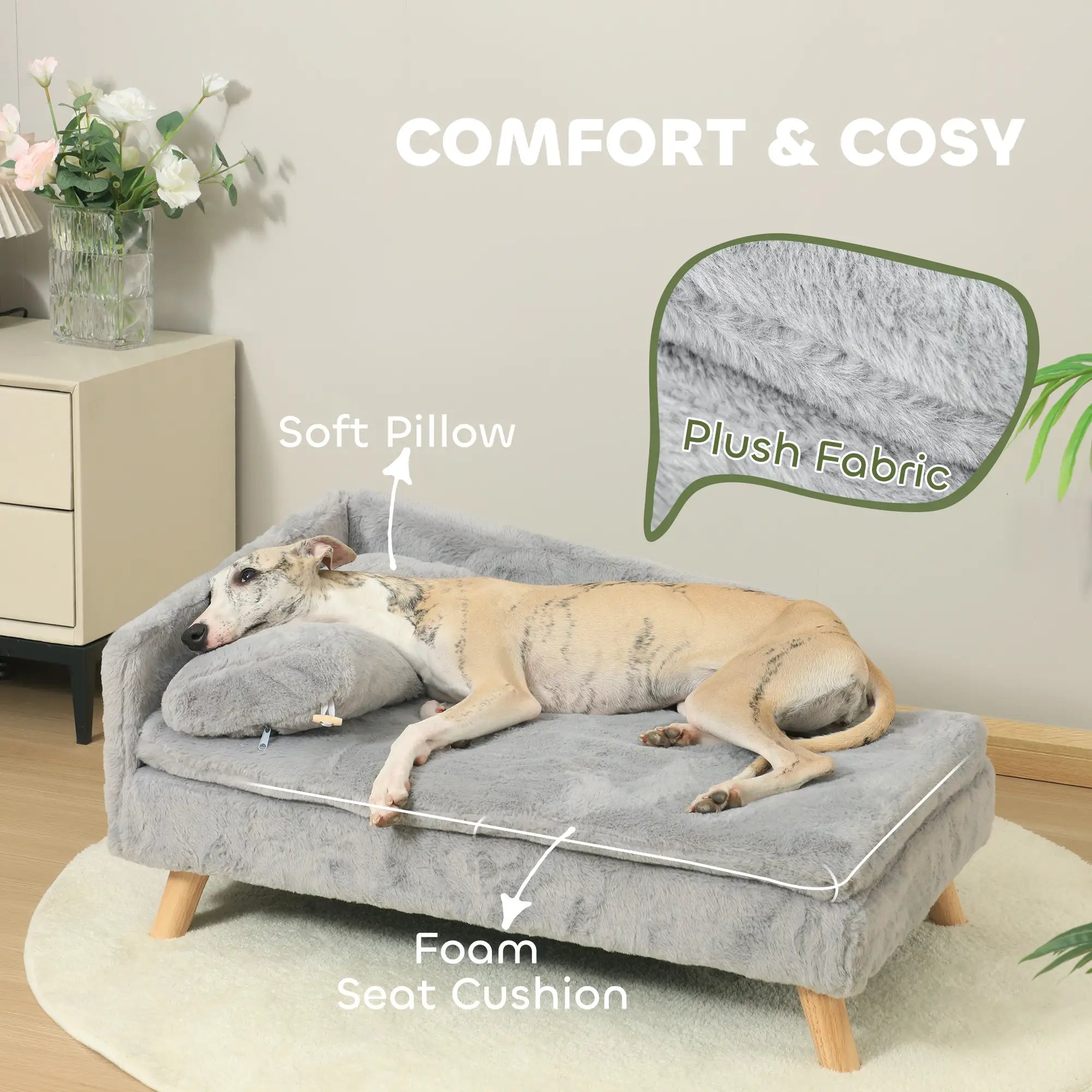 Dog Sofa Bed for Medium Pets, Removable Washable Cover, Light Grey Dog Sofas at Gallery Canada