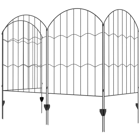 4 Pack Garden Fencing, Decorative Fence Panels, Circle, Wave, Black Garden Fences Black at Gallery Canada