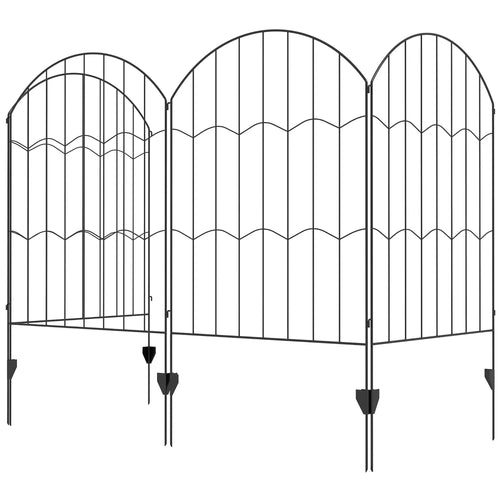 4 Pack Garden Fencing, Decorative Fence Panels, Circle, Wave, Black