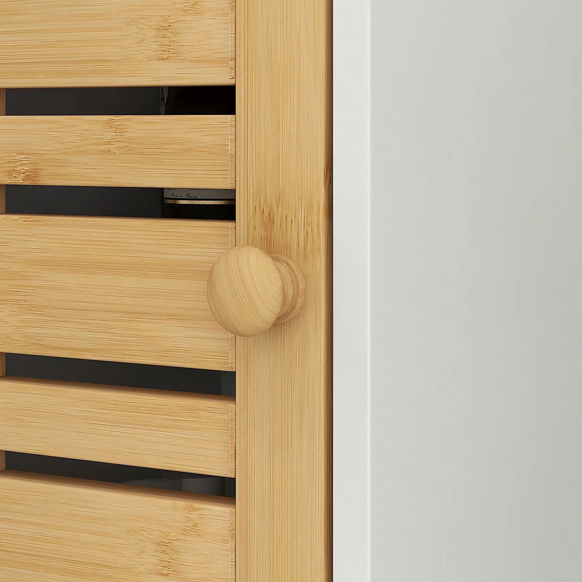 Wall Mounted Bathroom Cabinet, Bamboo Slat Door, Adjustable Shelf, White Wall Mounted Cabinets at Gallery Canada