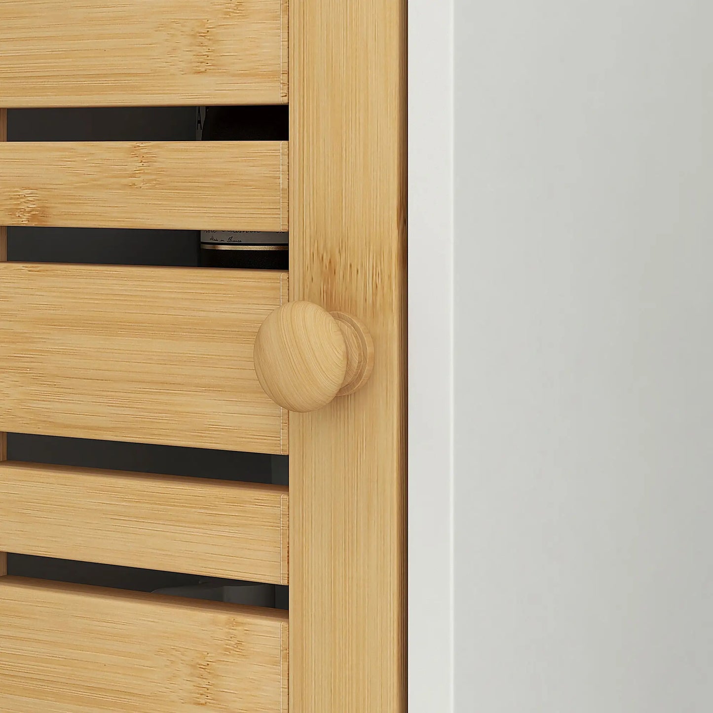 Wall Mounted Bathroom Cabinet, Bamboo Slat Door, Adjustable Shelf, White Wall Mounted Cabinets at Gallery Canada