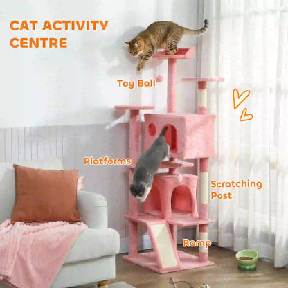 63" Cat Tree, Multi-Level Tower With Scratching Posts, Condos, Bed, Pink Multi-Level Cat Towers at Gallery Canada