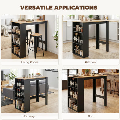 Modern Bar Table, Counter Height With 3 Storage Shelves, Walnut Bar Tables at Gallery Canada