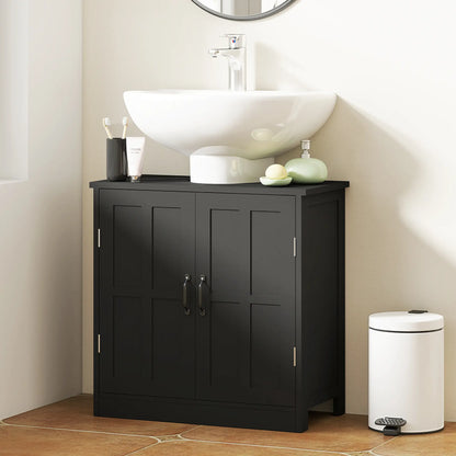 Pedestal Under Sink Vanity Cabinet, Double Doors, Adjustable Shelf, Black Sink Cabinets at Gallery Canada