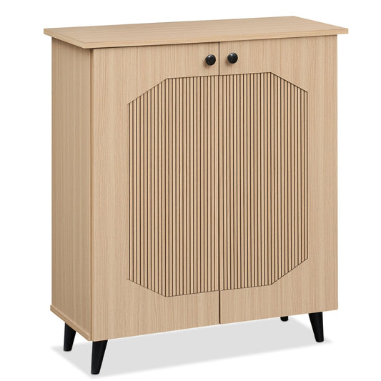 Geometric 2-Door Footwear Storage Cabinet, Natural Shoe Racks & Storage Benches Natural at Gallery Canada