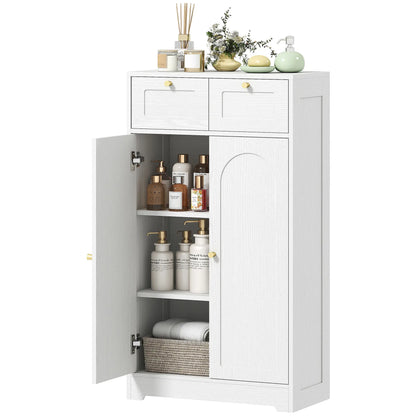 Bathroom Floor Cabinet With 2 Drawers, White