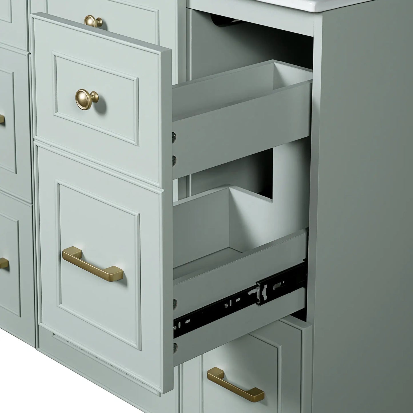 Bathroom Vanity, Ceramic Sink, Soft-Close Doors, 36" L x 18" W x 34" H, Green Sink Cabinets at Gallery Canada