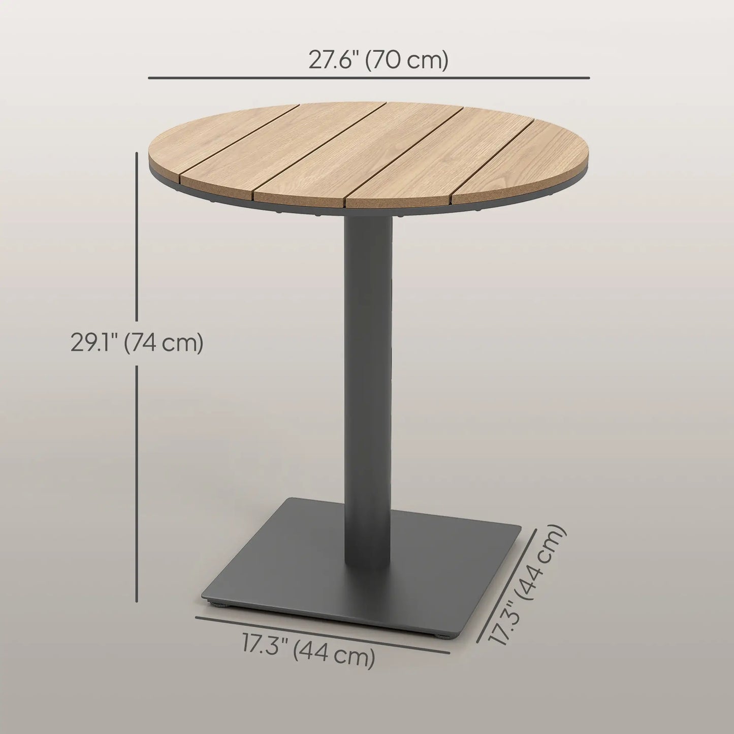 28" Round Outdoor Side Table, Slatted Design, Weather Resistant, Natural Patio Side Tables at Gallery Canada