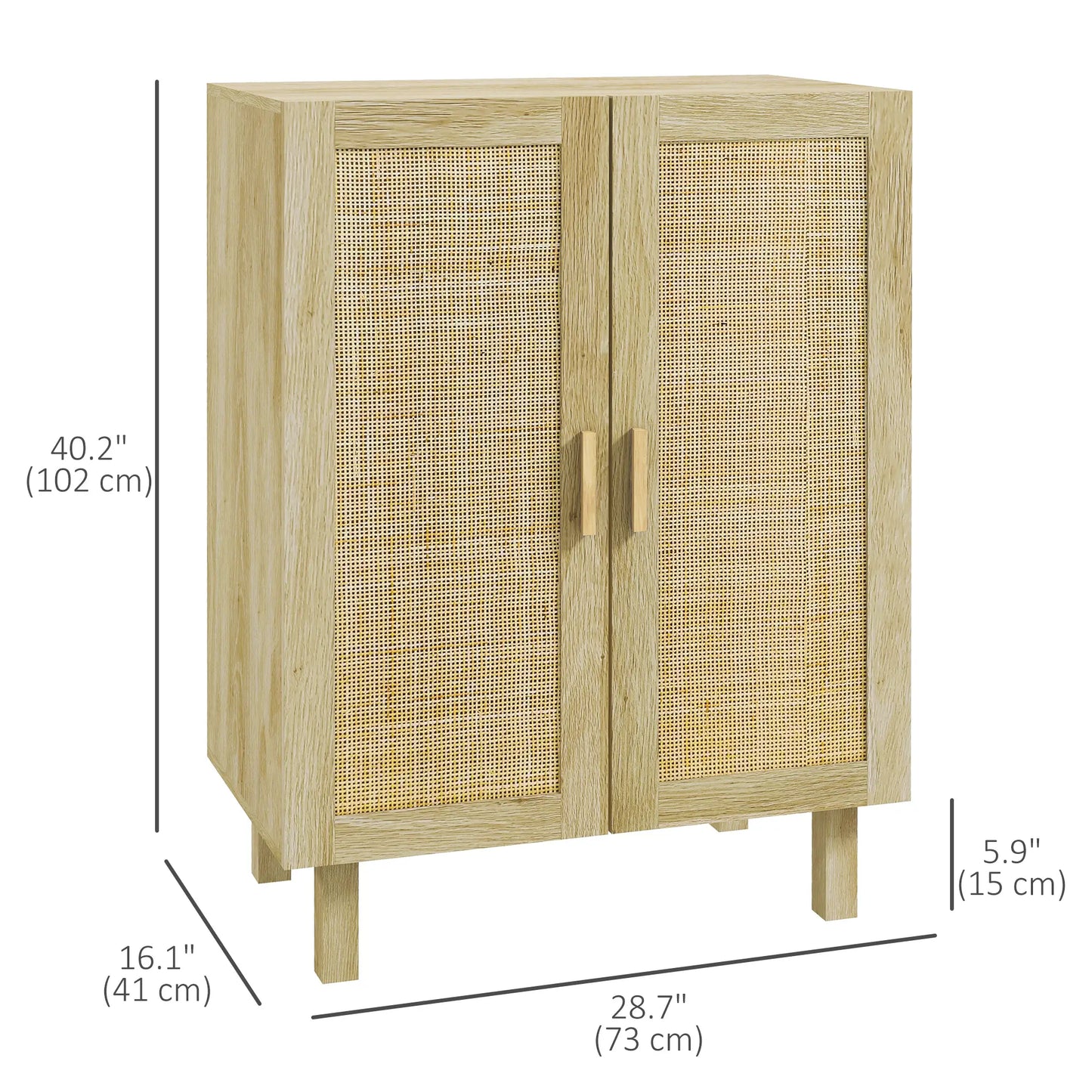 Boho Sideboard With Rattan Doors, Natural