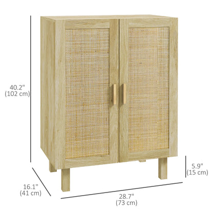 Boho Sideboard With Rattan Doors, Natural