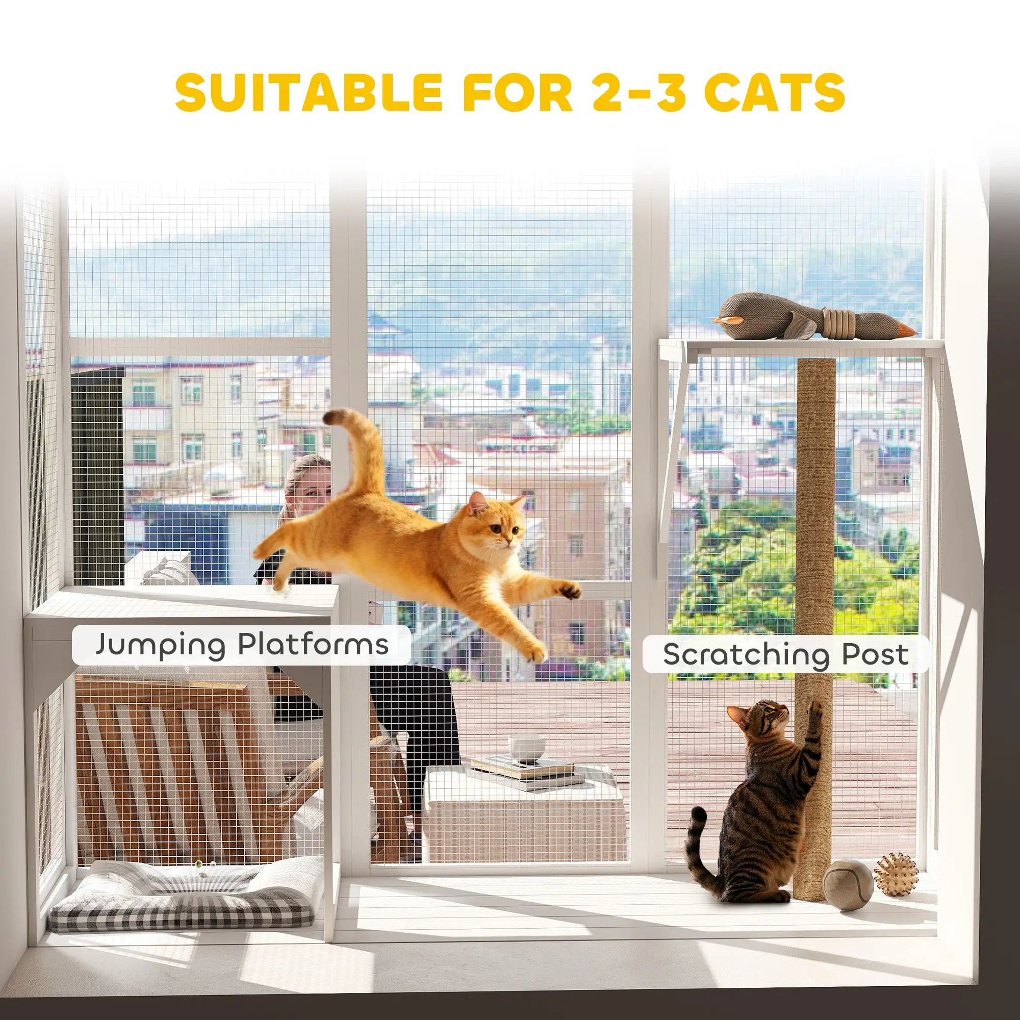 Wooden Catio Outdoor, Cat Window Box Enclosure, White Outdoor Cat Enclosures at Gallery Canada