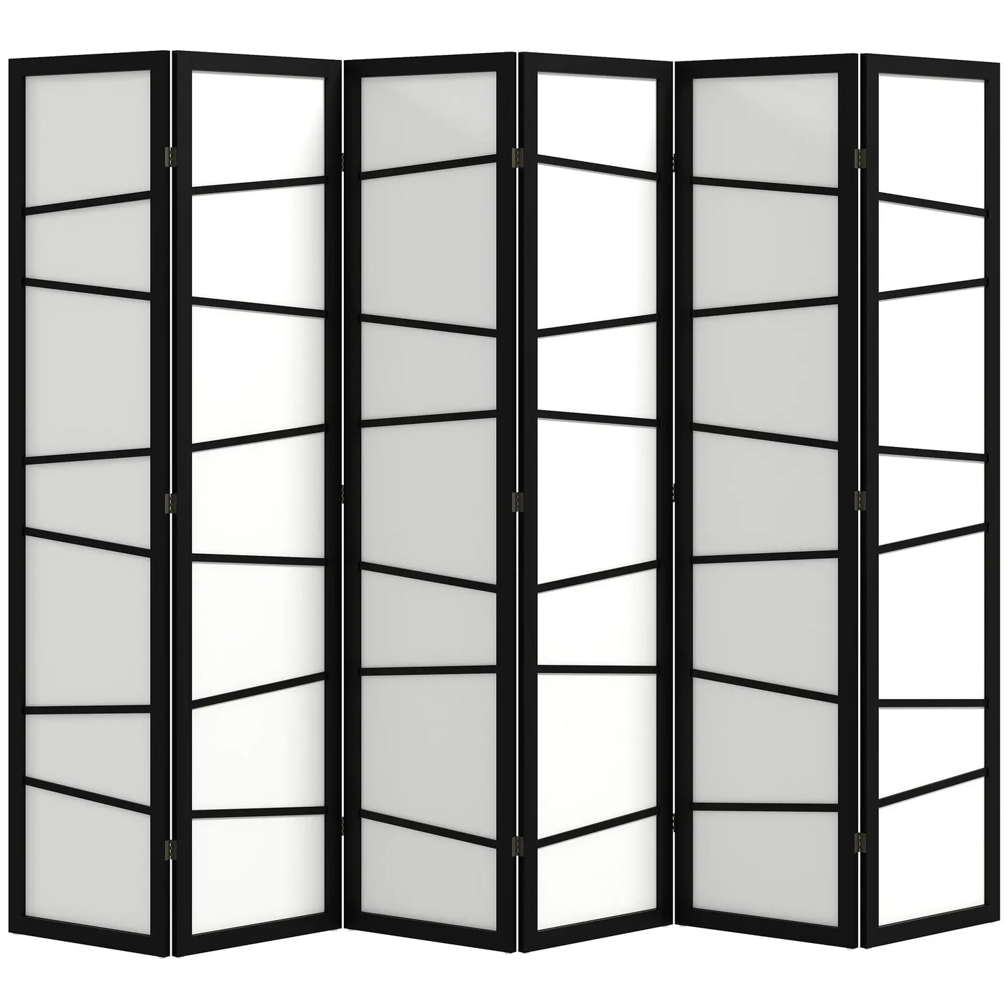 66.9" Folding Room Divider, 6 Panel Wood Frame Partition, White Room Dividers at Gallery Canada
