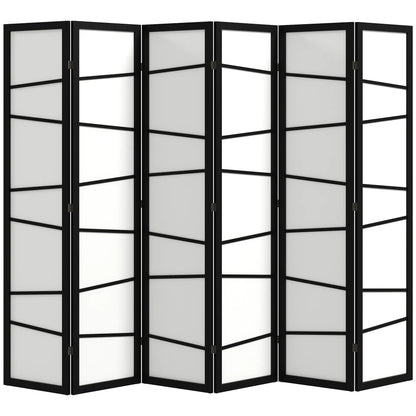 66.9" Folding Room Divider, 6 Panel Wood Frame Partition, White Room Dividers at Gallery Canada