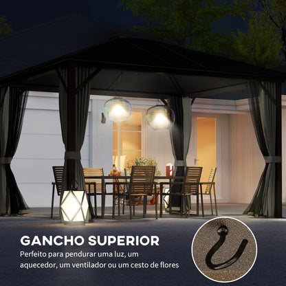 10' x 12' Hardtop Gazebo, Metal Roof, Aluminum Frame, Grey Gazebos at Gallery Canada