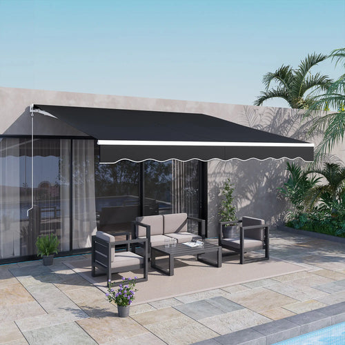 12'x10' Electric Retractable Awning, UV Protection, Black