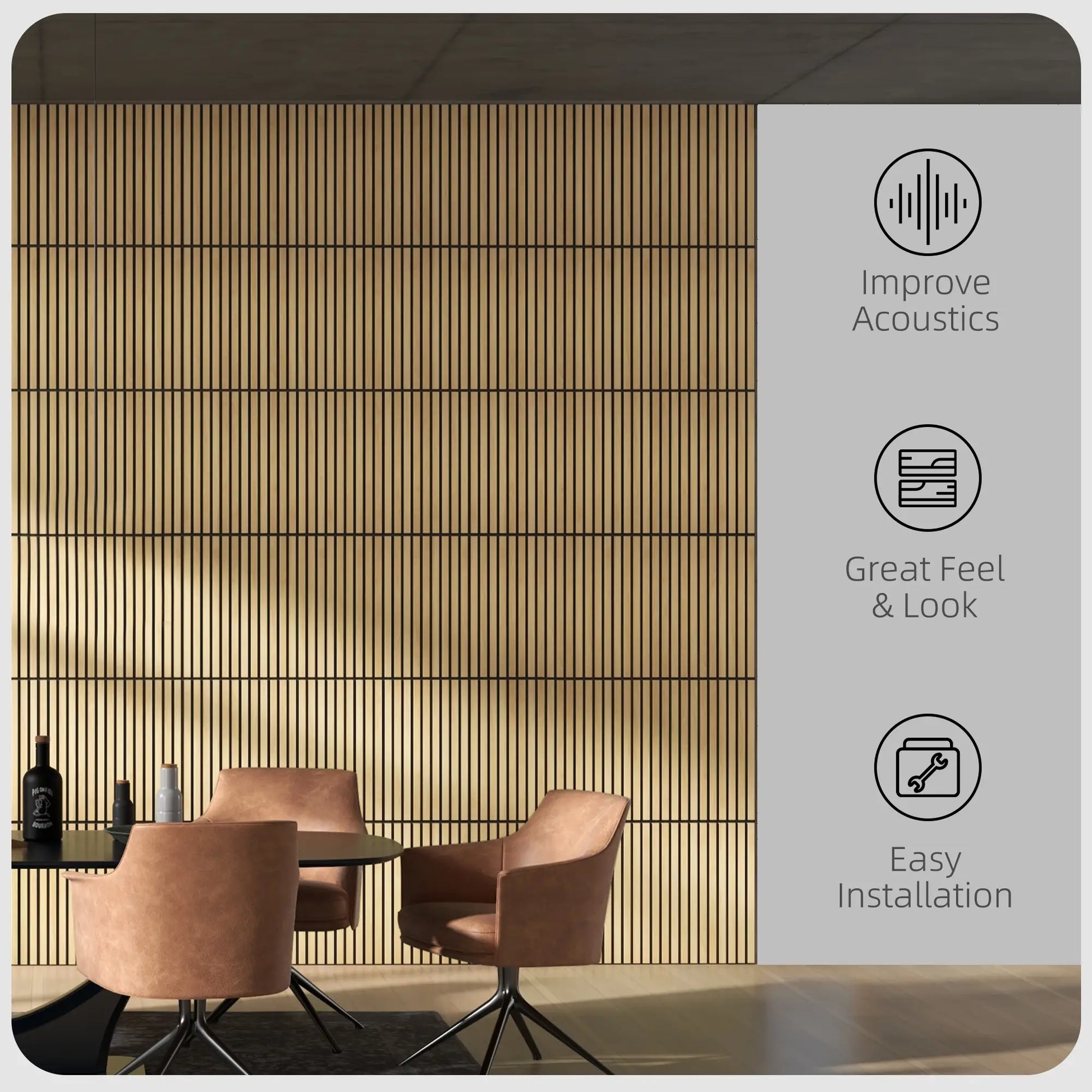 24x24 Wood Panels, 4 Pack Acoustic Panels, Sound Absorbing, Oak Home Accessories at Gallery Canada