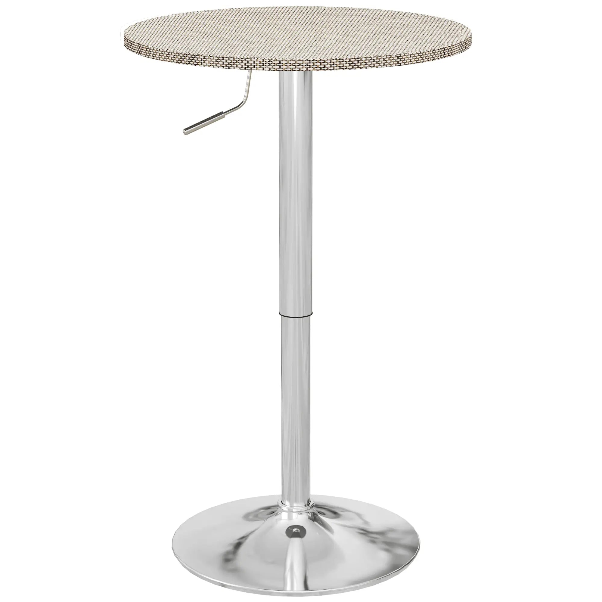 Adjustable Round Bar Table, PE Rattan Top, Steel Base, 2-Person, Grey Bar Tables at Gallery Canada