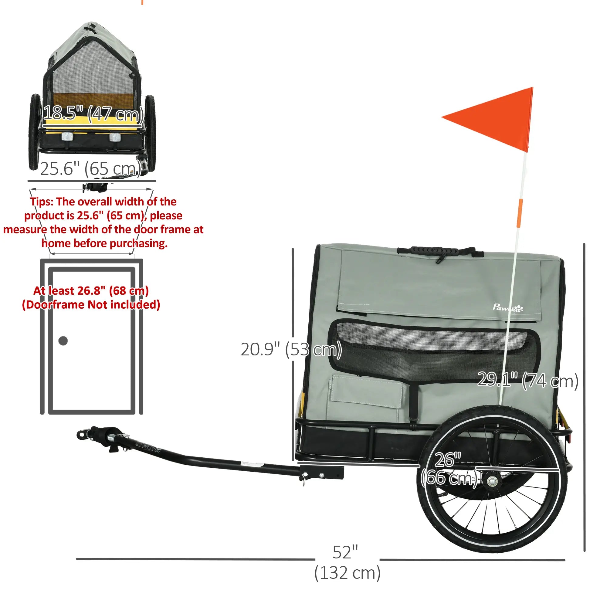 3 in 1 Dog Bike Trailer, Pet Cargo with Safety Leash, Hitch Dog Bike Trailers & Strollers at Gallery Canada