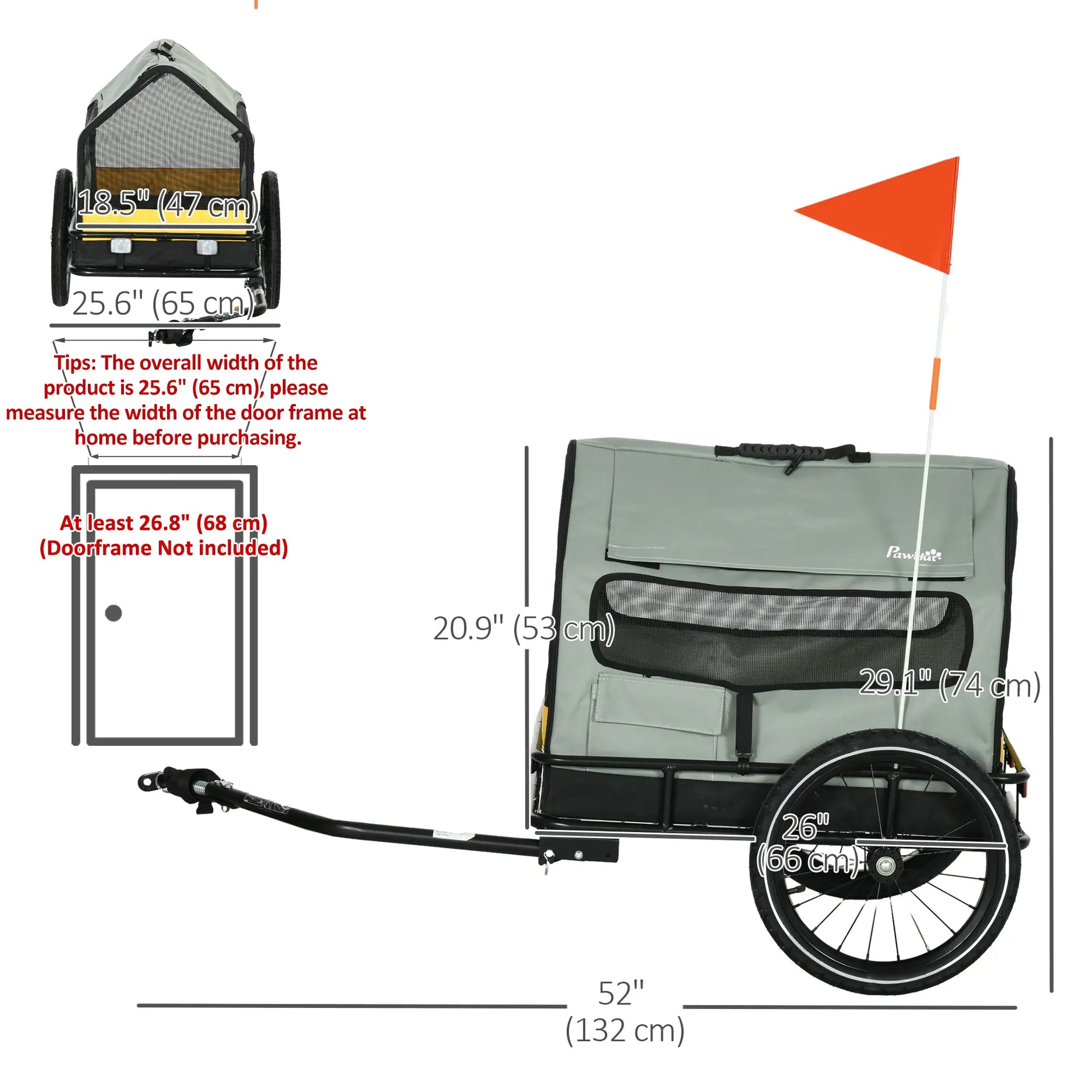 3 in 1 Dog Bike Trailer, Pet Cargo with Safety Leash, Hitch Dog Bike Trailers & Strollers at Gallery Canada