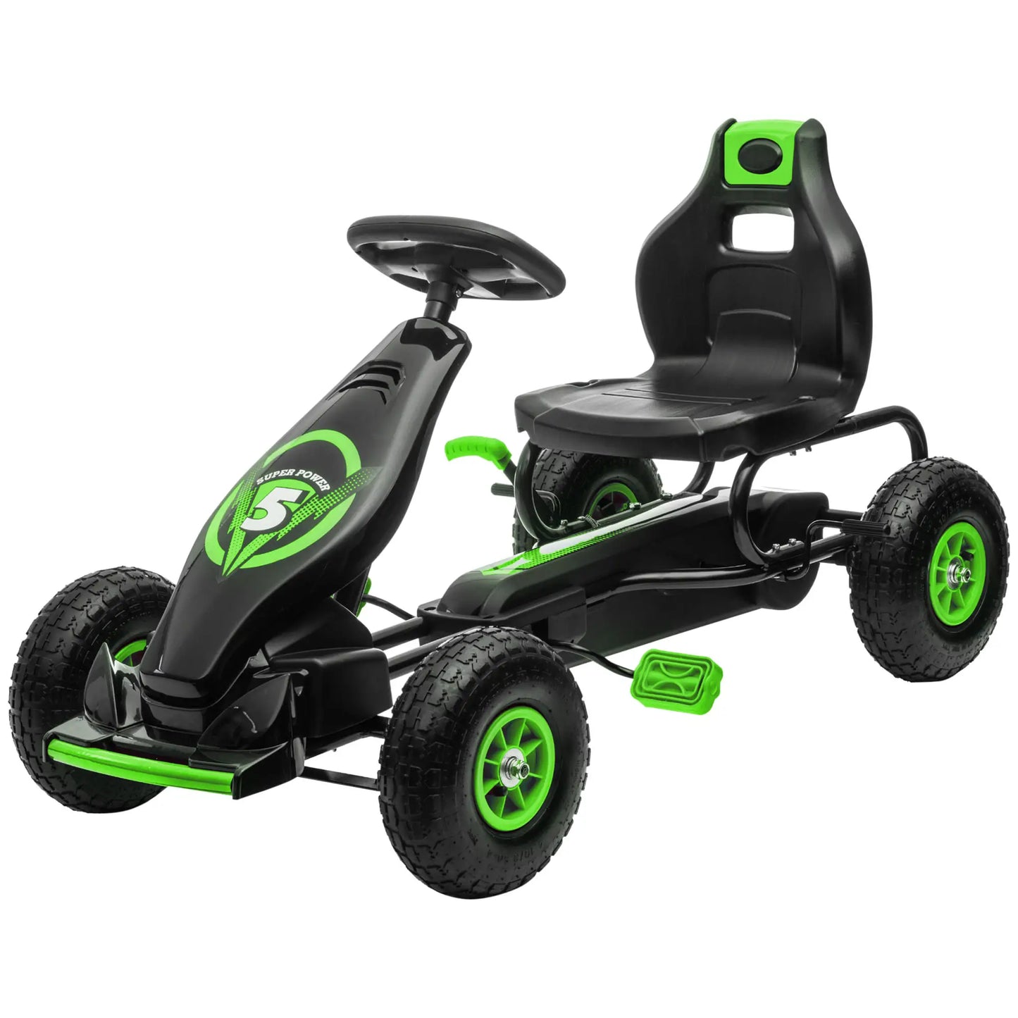 Adjustable Seat Pedal Go Kart, Rubber Wheels Shock Absorb, Green Pedal Go Karts for Kids Green, Black at Gallery Canada