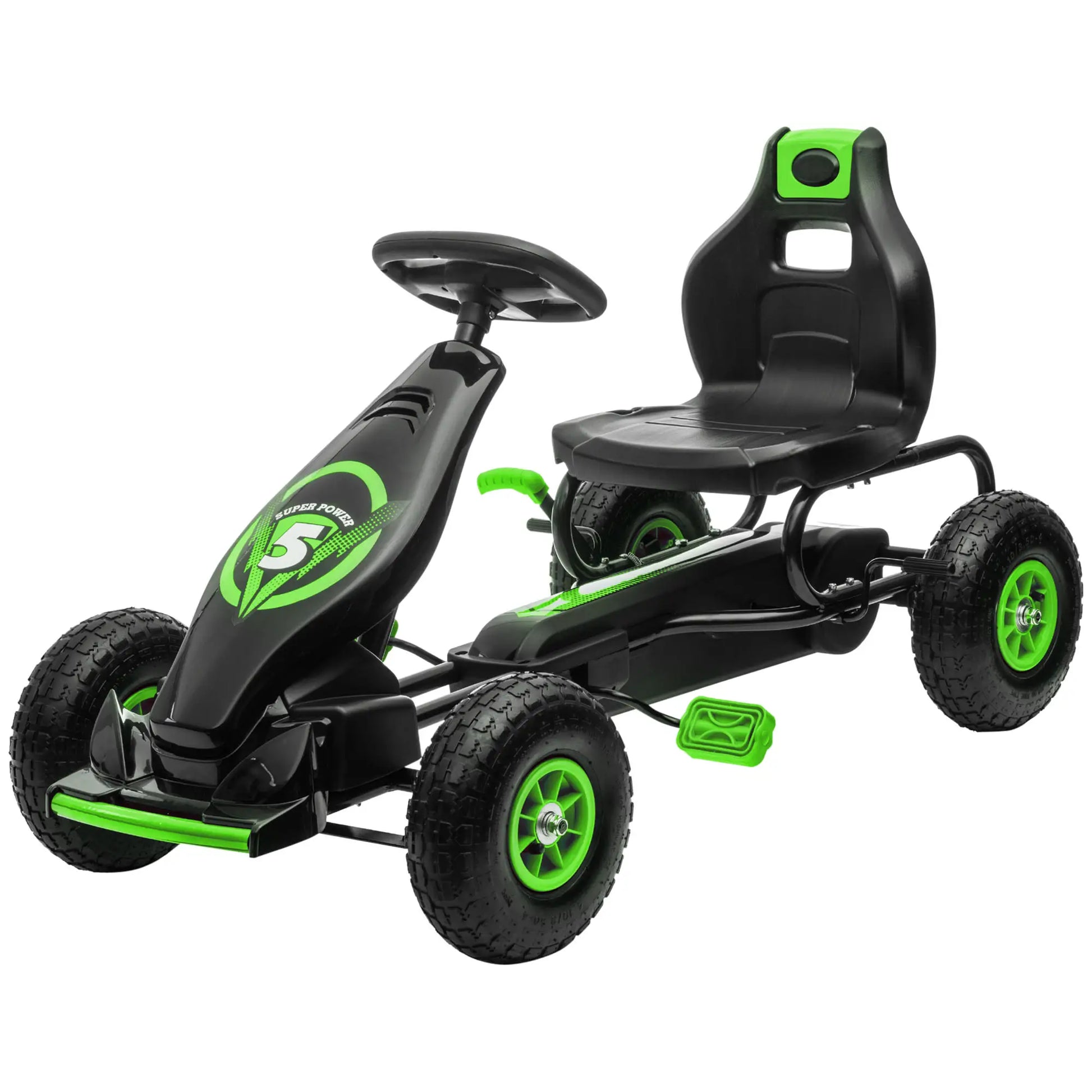 Adjustable Seat Pedal Go Kart, Rubber Wheels Shock Absorb, Green Pedal Go Karts for Kids Green, Black at Gallery Canada