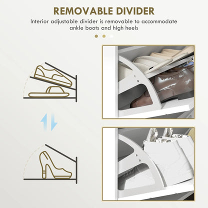 Shoe Storage Cabinet, 4 Flip Drawers, Adjustable Shelf, Holds 16 Pairs, White Shoe Storage Cabinets & Racks at Gallery Canada