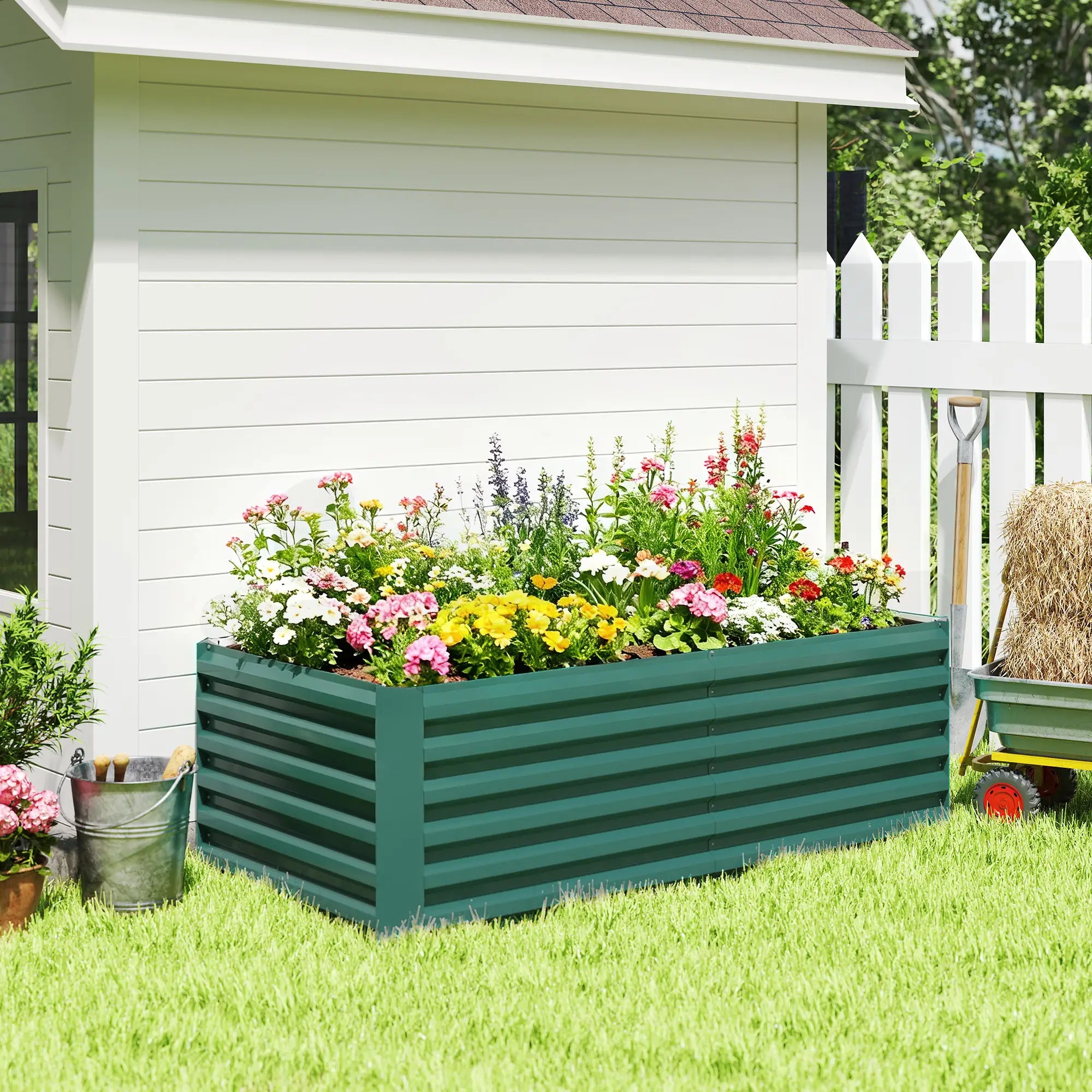 6' x 3' x 2' Raised Garden Bed, Galvanized Planter Box, Dark Green Galvanized Planter Boxes at Gallery Canada